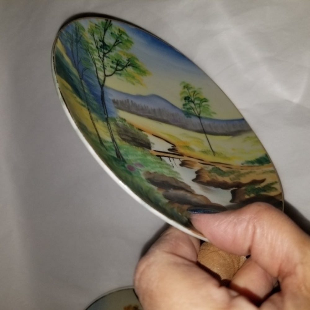 Vintage set Japanese signed‎ Hitomi hanging plates - Picture 7 of 8